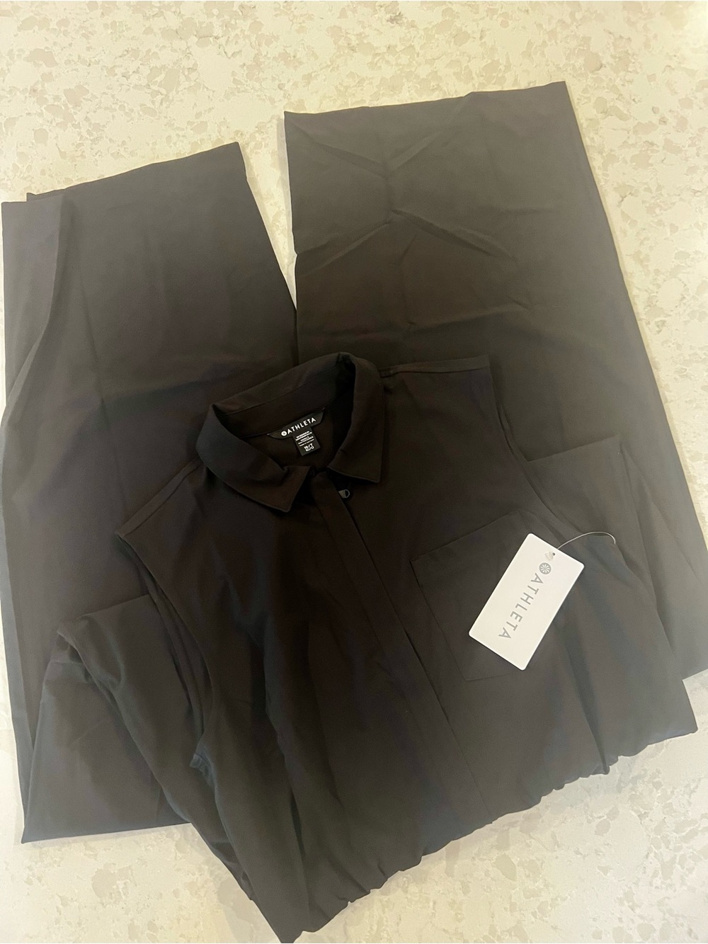 Athleta Black Wide-Leg Button-Front Jumpsuit